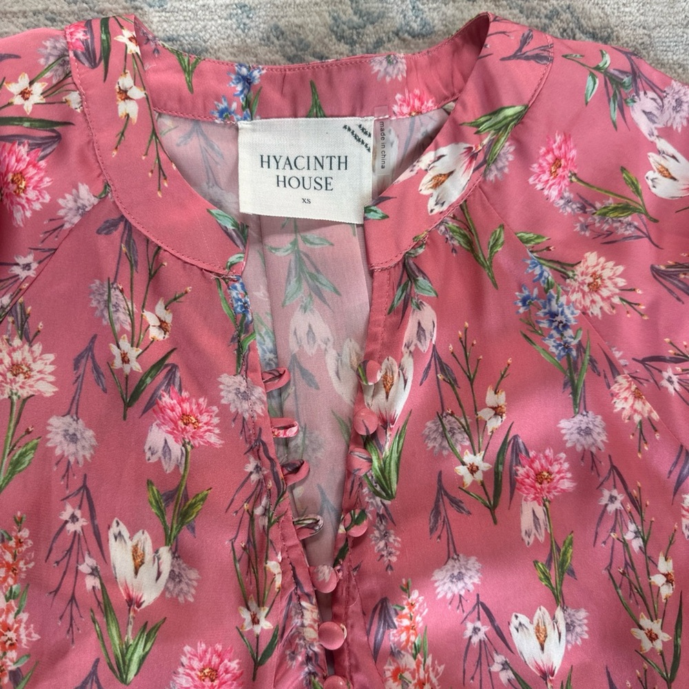NEW Hyacinth House Tuckernuck Floral Pink Dress XS